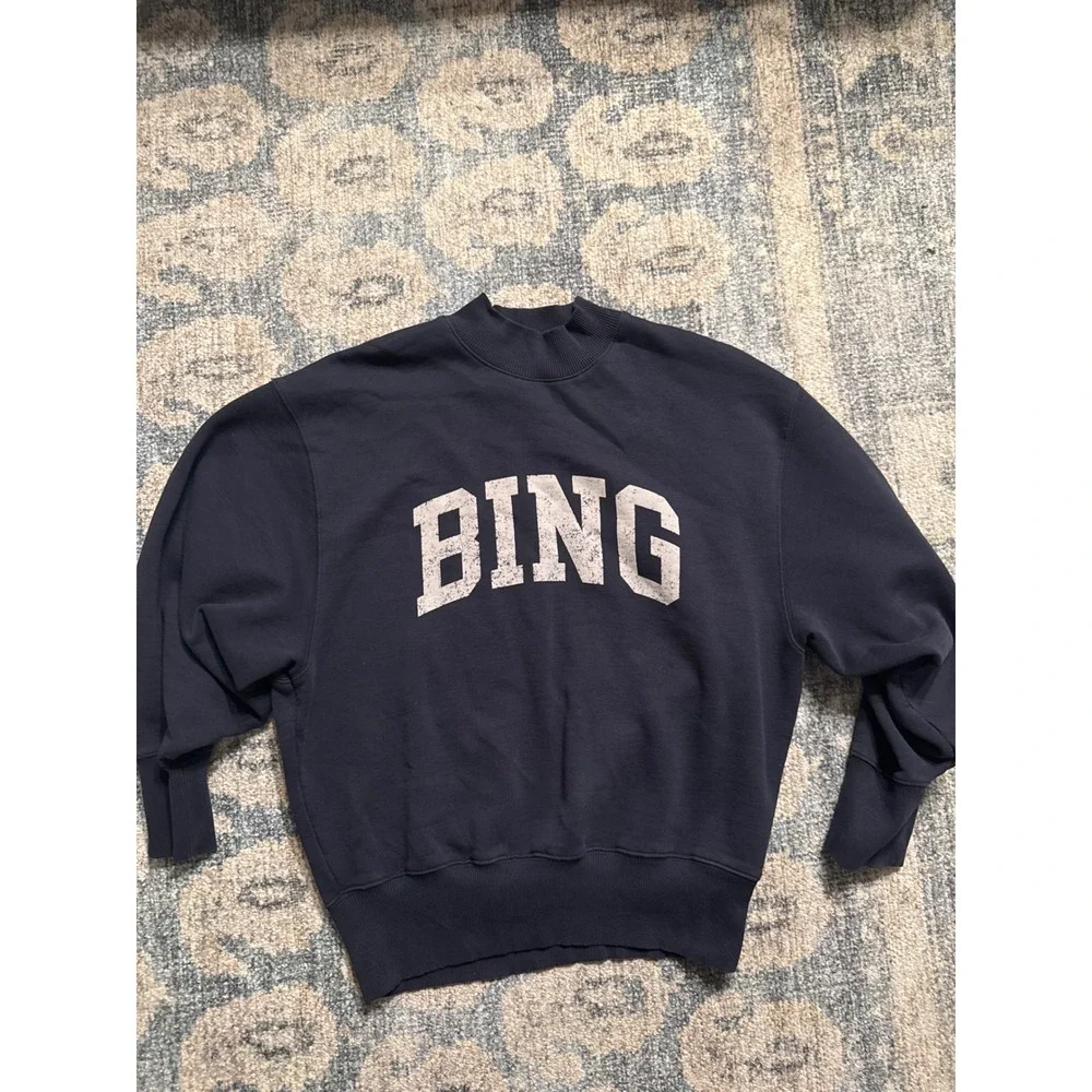 Anine Bing Bradie Sweatshirt in Navy Size Small Excellent Condition - Picture 1 of 6